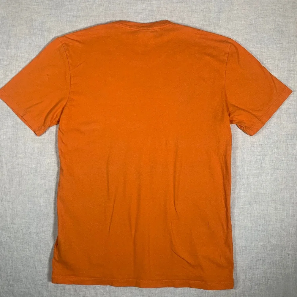 The North Face Graphic Tee Mens Small Orange Good Circular Design Logo T-Shirt
